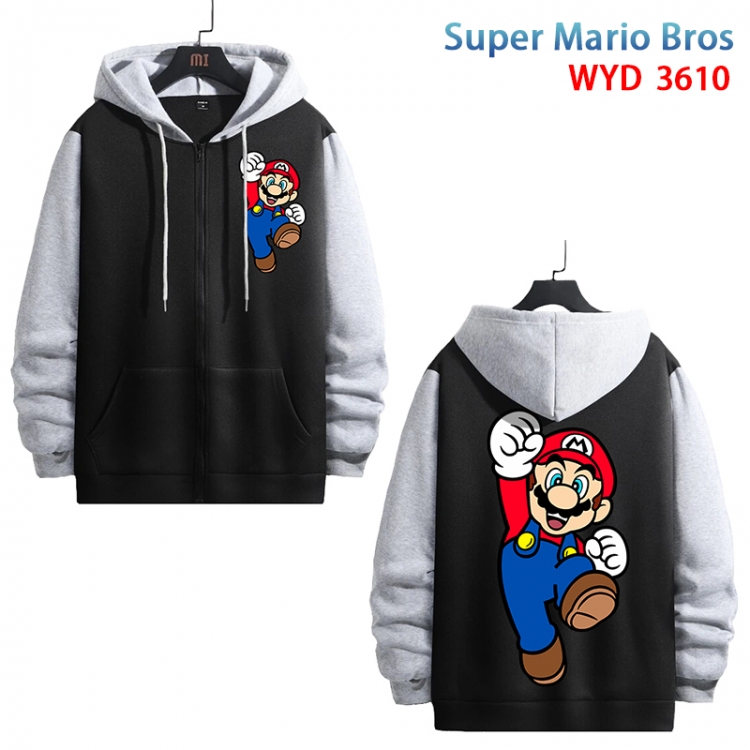Super Mario Anime cotton zipper patch pocket sweater from S to 3XL WYD-3610-3