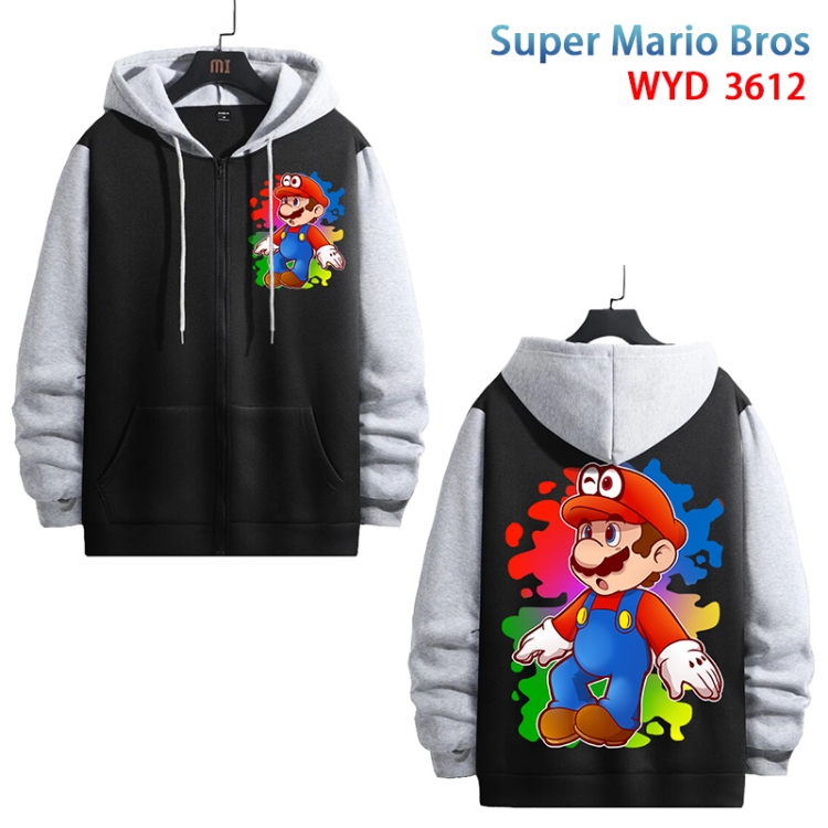 Super Mario Anime cotton zipper patch pocket sweater from S to 3XL WYD-3612-3