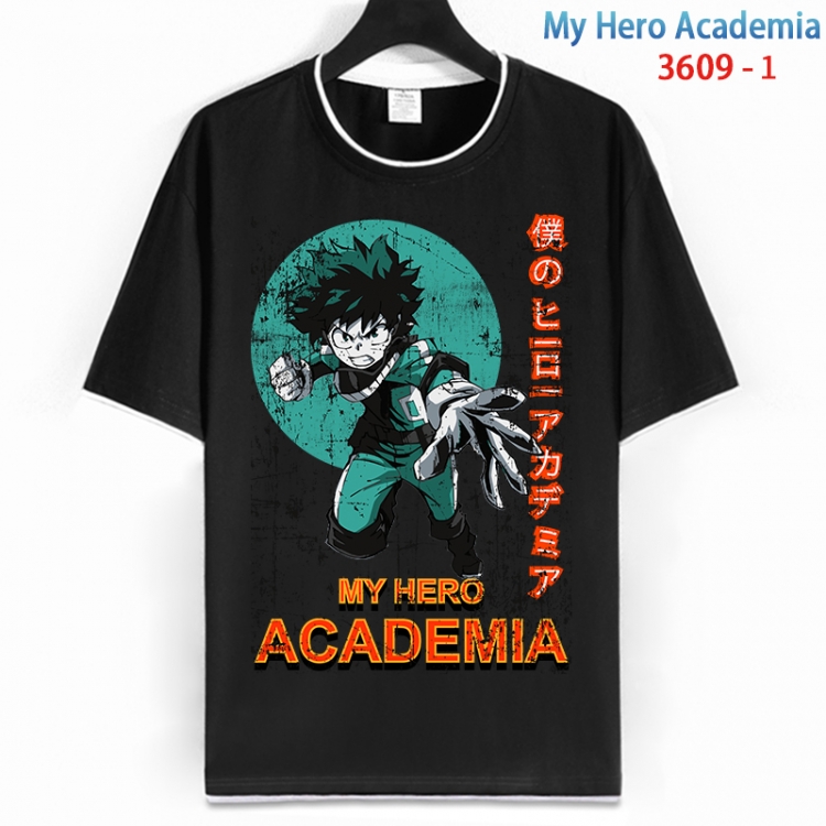 My Hero Academia Cotton crew neck black and white trim short-sleeved T-shirt from S to 4XL HM-3609-1