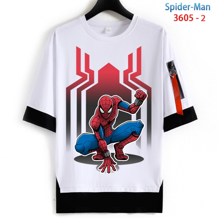 Spiderman Cotton Crew Neck Fake Two-Piece Short Sleeve T-Shirt from S to 4XL HM-3605