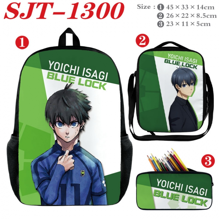 BLUE LOCK Anime nylon canvas backpack pencil case crossbody bag three piece set 45x33x14cm SJT-1300