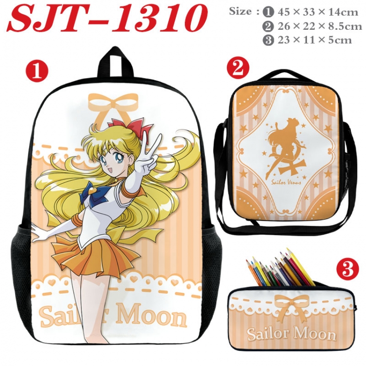sailormoon Anime nylon canvas backpack pencil case crossbody bag three piece set 45x33x14cm SJT-1310