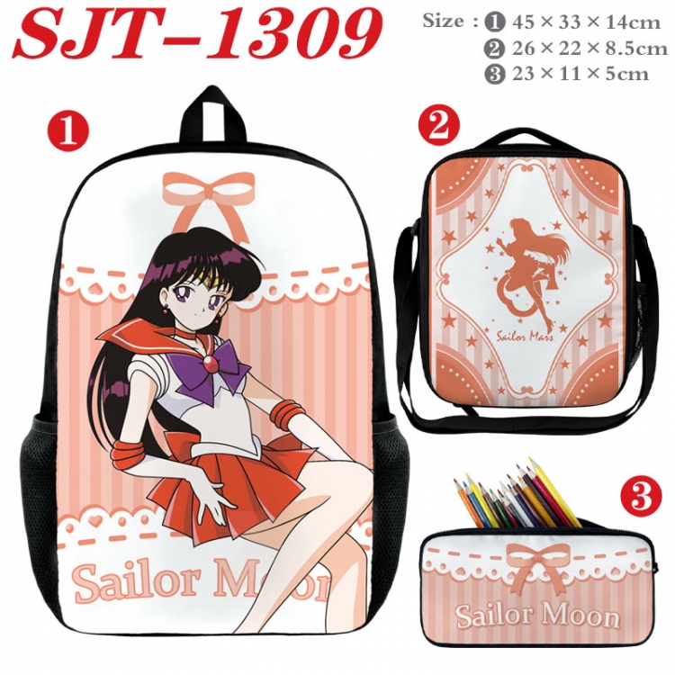 sailormoon Anime nylon canvas backpack pencil case crossbody bag three piece set 45x33x14cm  SJT-1309