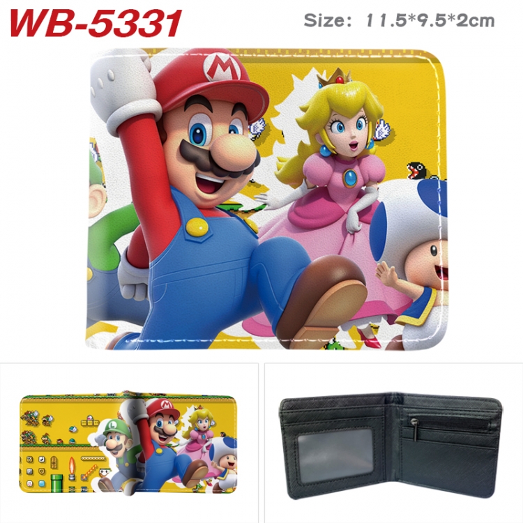 Super Mario Animation color PU leather half fold wallet 11.5X9X2CM WB-5331A