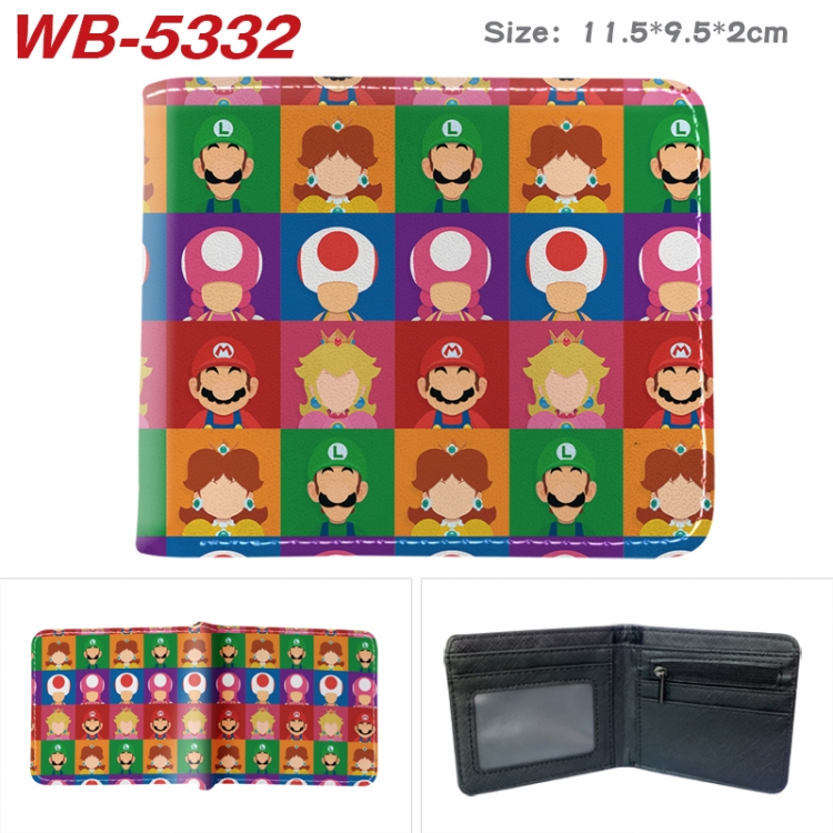 Super Mario Animation color PU leather half fold wallet 11.5X9X2CM WB-5332A