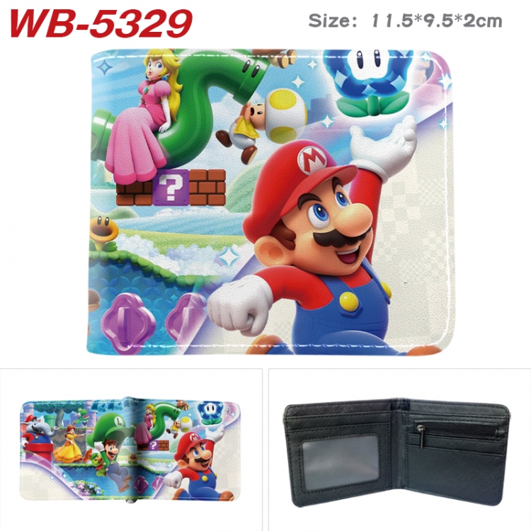 Super Mario Animation color PU leather half fold wallet 11.5X9X2CM WB-5329A