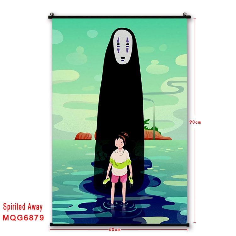 Spirited Away Anime black Plastic rod Cloth painting Wall Scroll 60X90CM MQG-6879