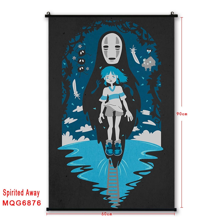 Spirited Away Anime black Plastic rod Cloth painting Wall Scroll 60X90CM MQG-6876