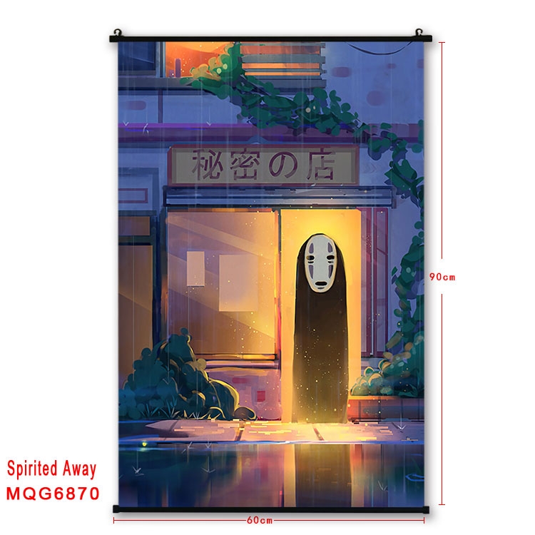 Spirited Away Anime black Plastic rod Cloth painting Wall Scroll 60X90CM  MQG-6870