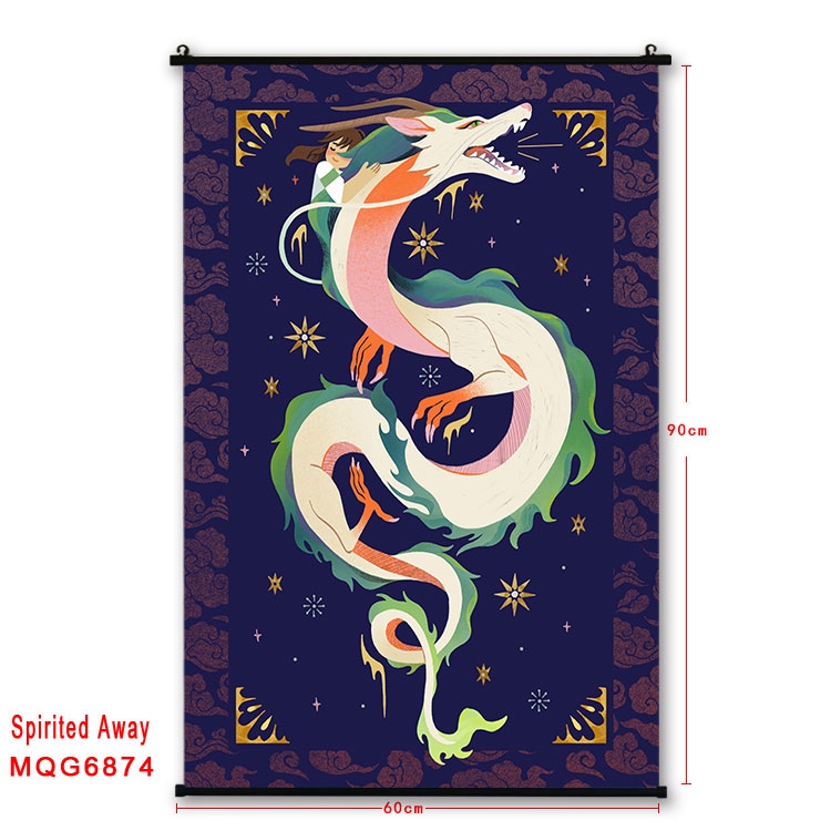 Spirited Away Anime black Plastic rod Cloth painting Wall Scroll 60X90CM  MQG-6874