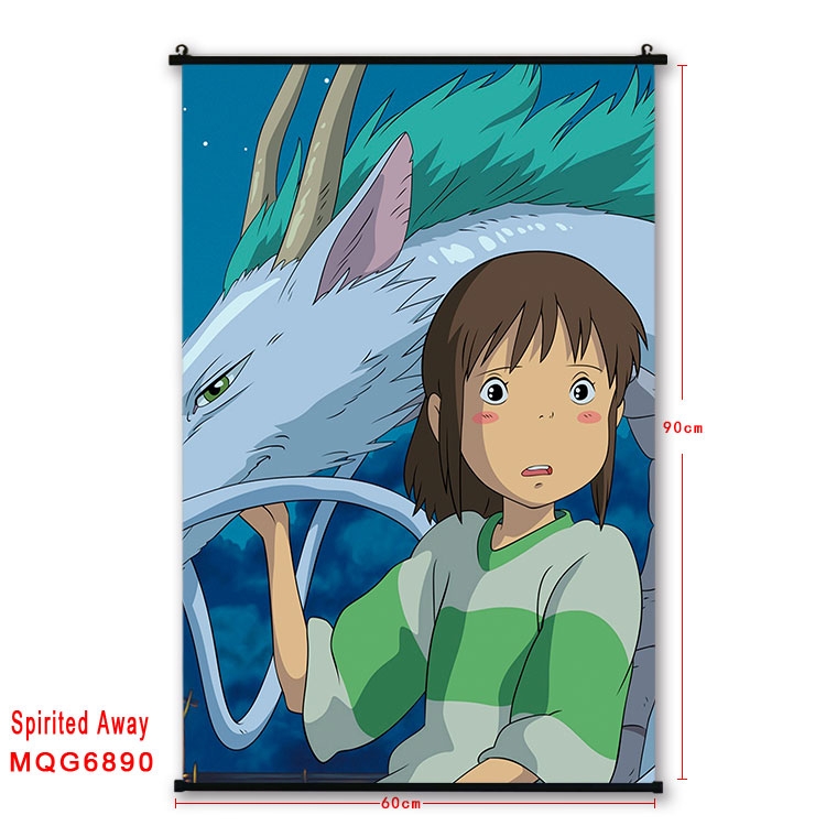 Spirited Away Anime black Plastic rod Cloth painting Wall Scroll 60X90CM MQG-6890