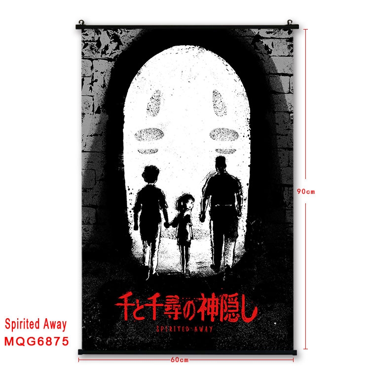 Spirited Away Anime black Plastic rod Cloth painting Wall Scroll 60X90CM MQG-6875