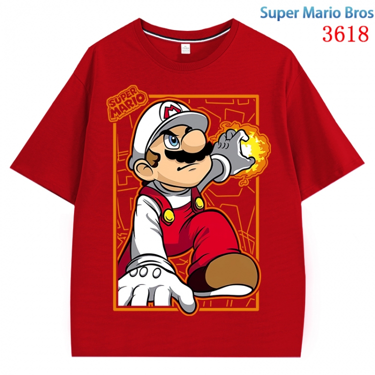 Super Mario  Anime Pure Cotton Short Sleeve T-shirt Direct Spray Technology from S to 4XL  CMY-3618-3