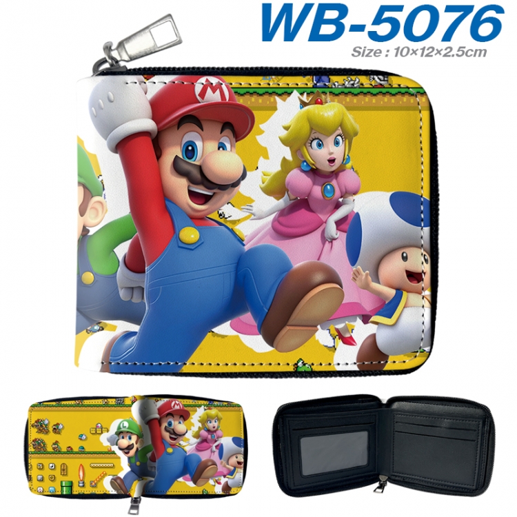 Super Mario Anime color short full zip folding wallet 10x12x2.5cm WB-5076A