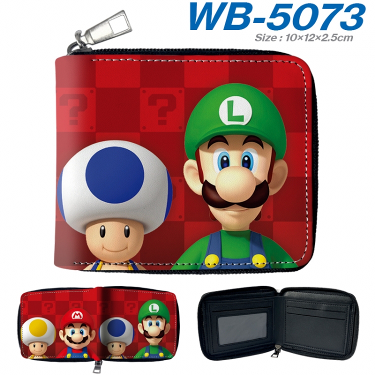 Super Mario Anime color short full zip folding wallet 10x12x2.5cm WB-5073A
