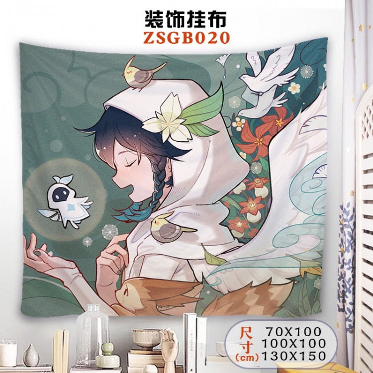 Genshin Impact Anime tablecloth decoration hanging cloth 130X150 supports customization ZSGB020