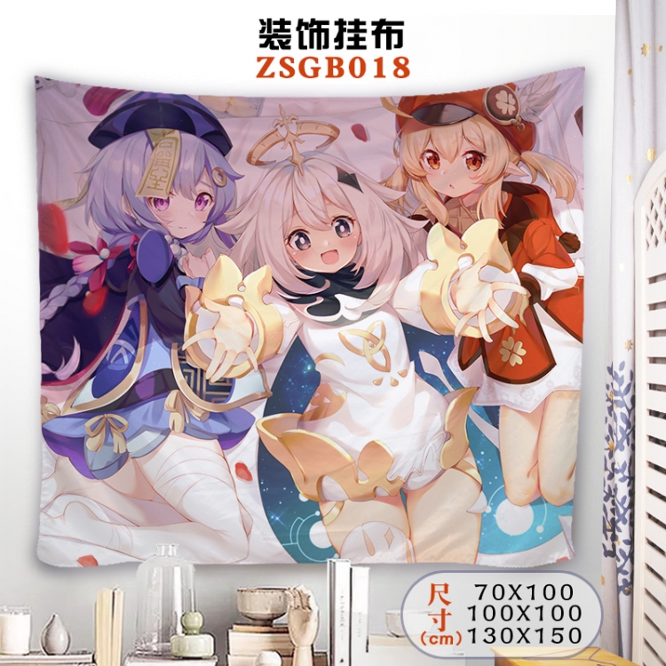 Genshin Impact Anime tablecloth decoration hanging cloth 130X150 supports customization ZSGB018