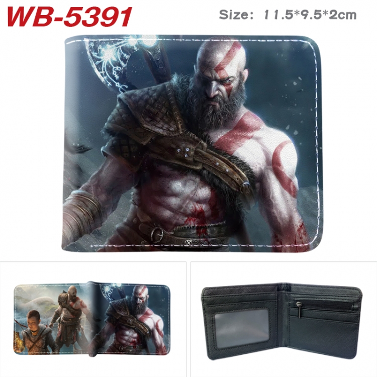 God of War Animation color PU leather half fold wallet 11.5X9X2CM WB-5391A