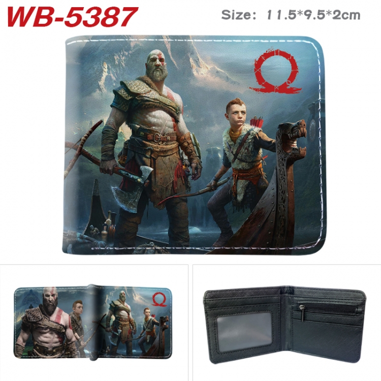 God of War Animation color PU leather half fold wallet 11.5X9X2CM  WB-5387A