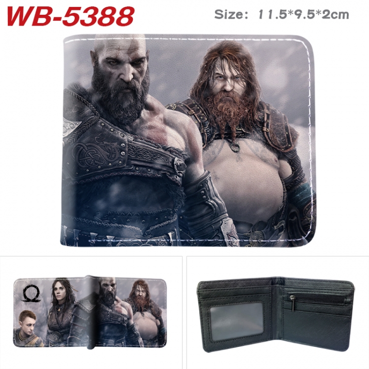 God of War Animation color PU leather half fold wallet 11.5X9X2CM WB-5388A