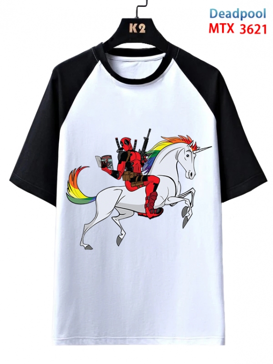 Deadpool Anime raglan sleeve cotton T-shirt from XS to 3XL MTX-3621-1