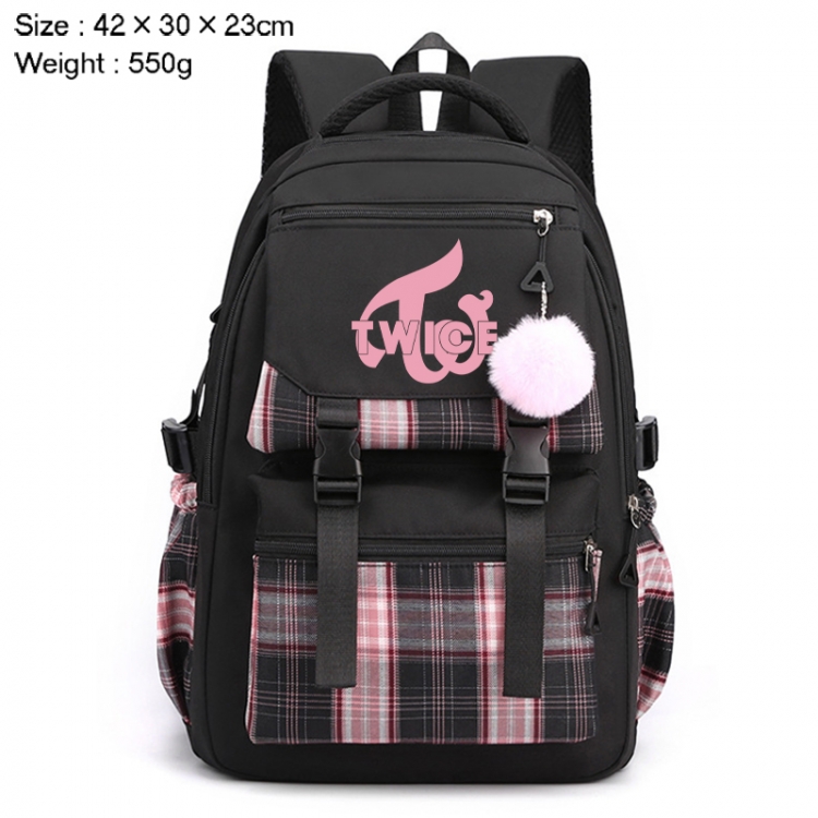 BLACK PINK Anime Plaid Backpack Four Color Fashion Backpack 42X30X23cm 550g