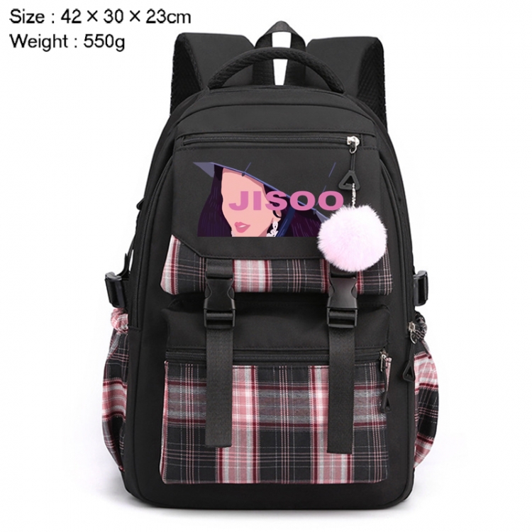 BLACK PINK Anime Plaid Backpack Four Color Fashion Backpack 42X30X23cm 550g