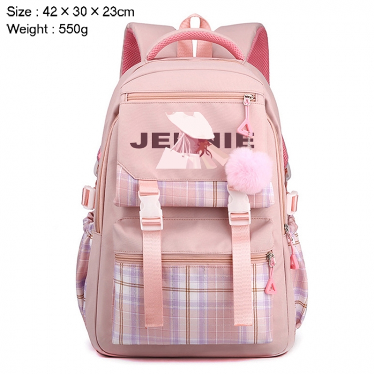 BLACK PINK Anime Plaid Backpack Four Color Fashion Backpack 42X30X23cm 550g