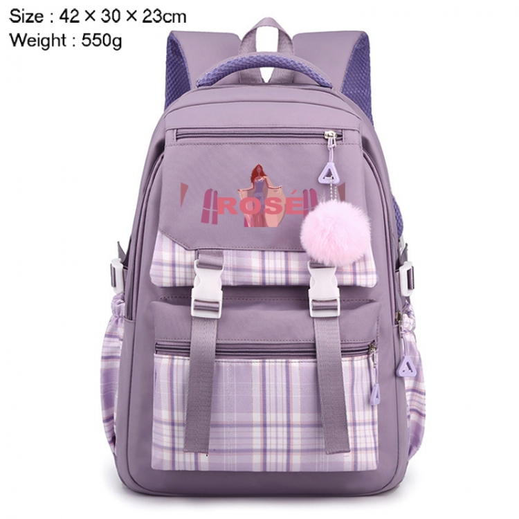 BLACK PINK Anime Plaid Backpack Four Color Fashion Backpack 42X30X23cm 550g