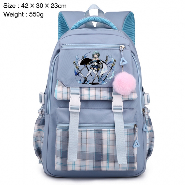 Magical Girl Madoka of the Magus Anime Plaid Backpack Four Color Fashion Backpack 42X30X23cm 550g