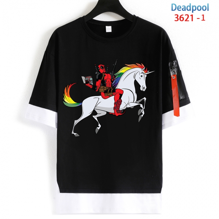 Deadpool Cotton Crew Neck Fake Two-Piece Short Sleeve T-Shirt from S to 4XL HM-3621-1