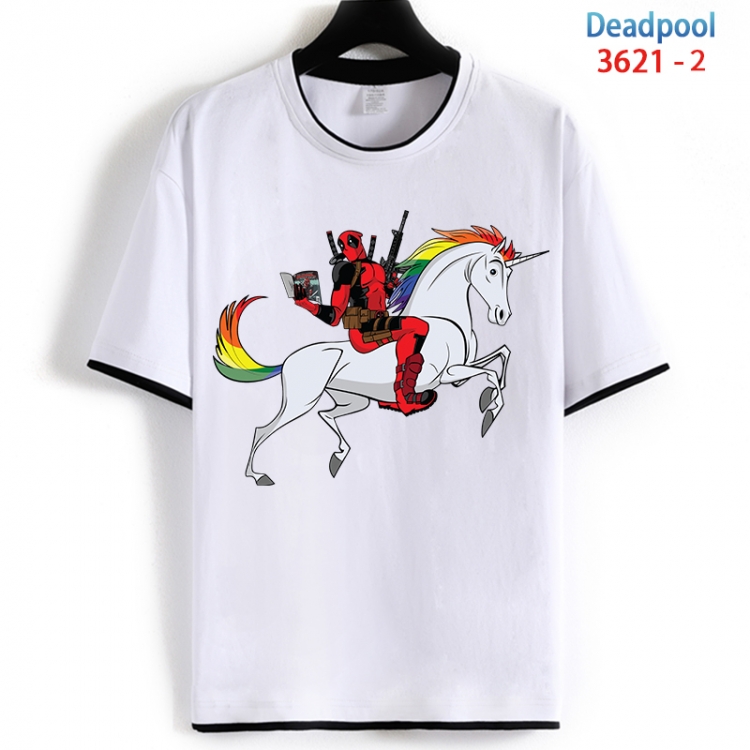 Deadpool Cotton crew neck black and white trim short-sleeved T-shirt from S to 4XL HM-3621-2