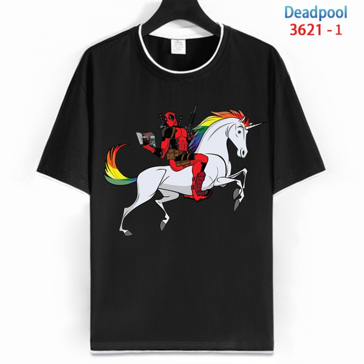 Deadpool Cotton crew neck black and white trim short-sleeved T-shirt from S to 4XL  HM-3621-1
