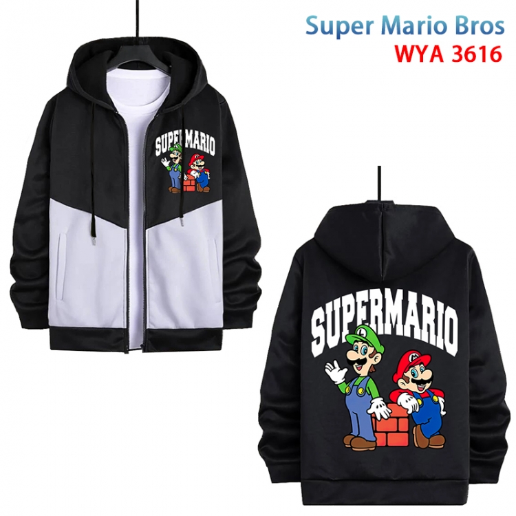 Super Mario Anime cotton zipper patch pocket sweater from S to 3XL WYA-3616-3