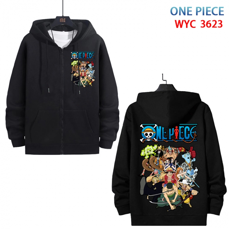 One Piece Anime cotton zipper patch pocket sweater from S to 3XL WYC-3623-3