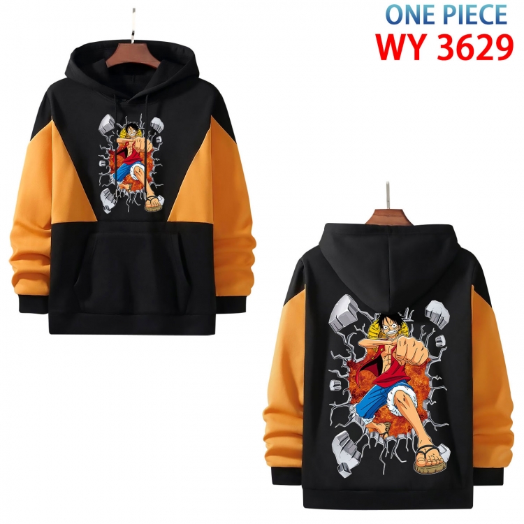 One Piece Anime color contrast patch pocket sweater from XS to 4XL WY-3629-3
