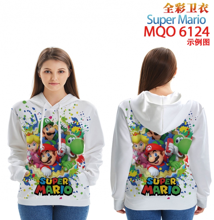 Super Mario Long Sleeve Hooded Full Color Patch Pocket Sweatshirt from XXS to 4XL MQO 6124