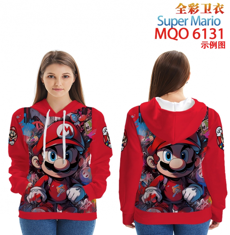 Super Mario Long Sleeve Hooded Full Color Patch Pocket Sweatshirt from XXS to 4XL  MQO 6131