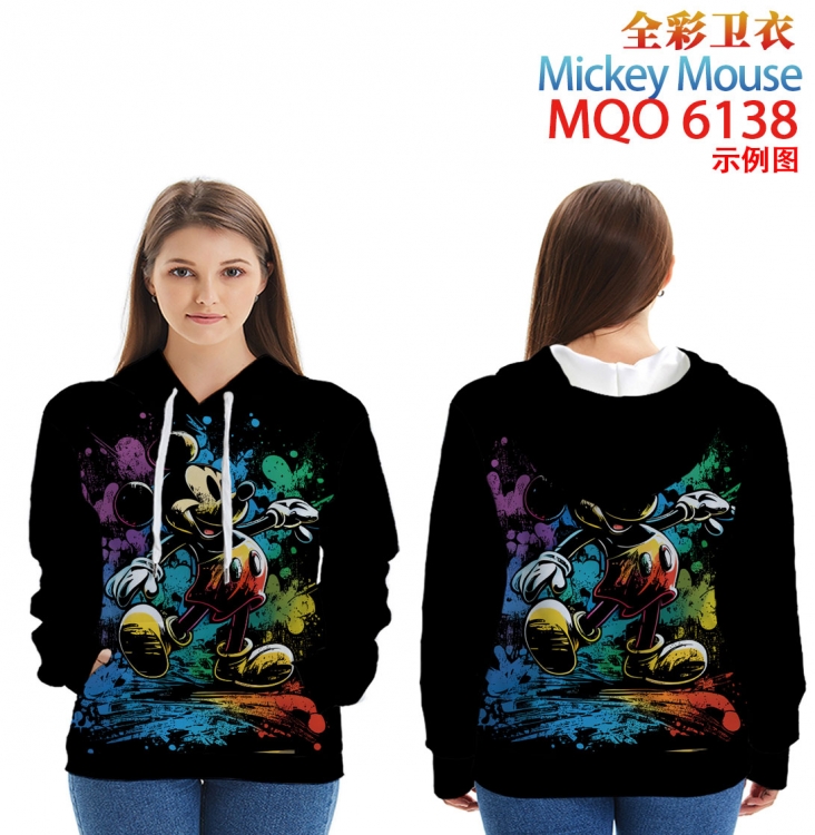 Mickey Long Sleeve Hooded Full Color Patch Pocket Sweatshirt from XXS to 4XL MQO 6138