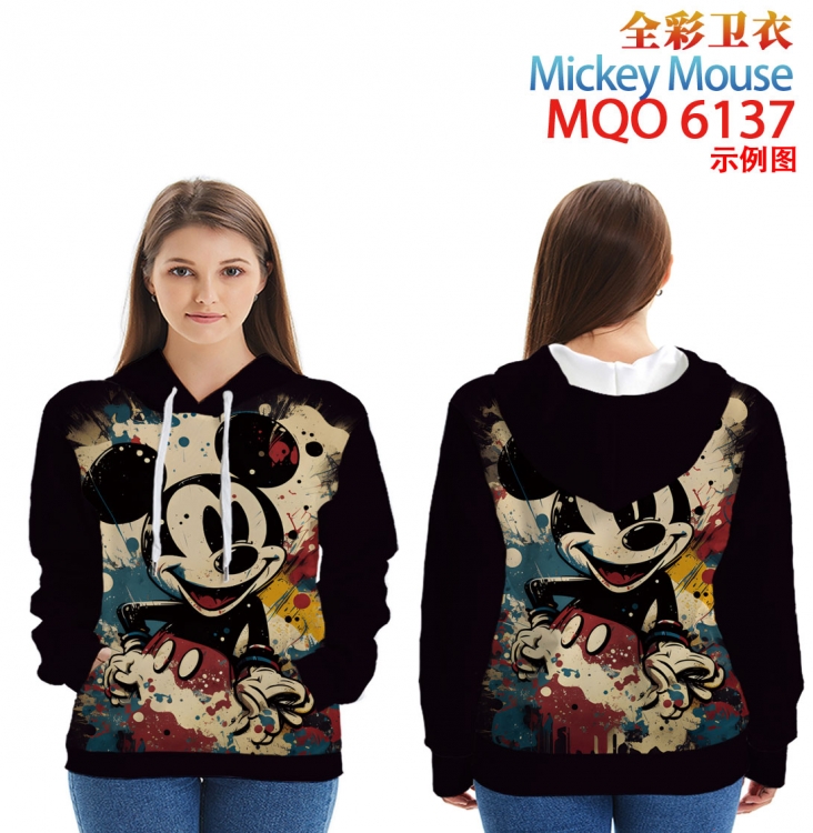 Mickey Long Sleeve Hooded Full Color Patch Pocket Sweatshirt from XXS to 4XL MQO 6137