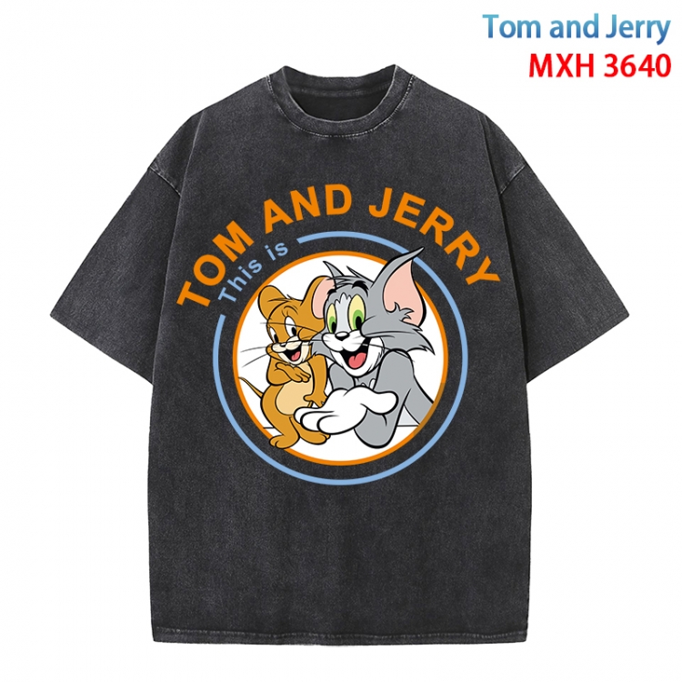 Tom and Jerry Anime peripheral pure cotton washed and worn T-shirt from S to 4XL  MXH-3640