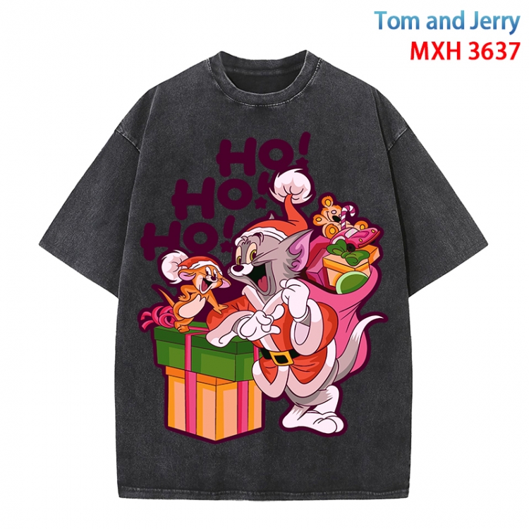 Tom and Jerry Anime peripheral pure cotton washed and worn T-shirt from S to 4XL  MXH-3637