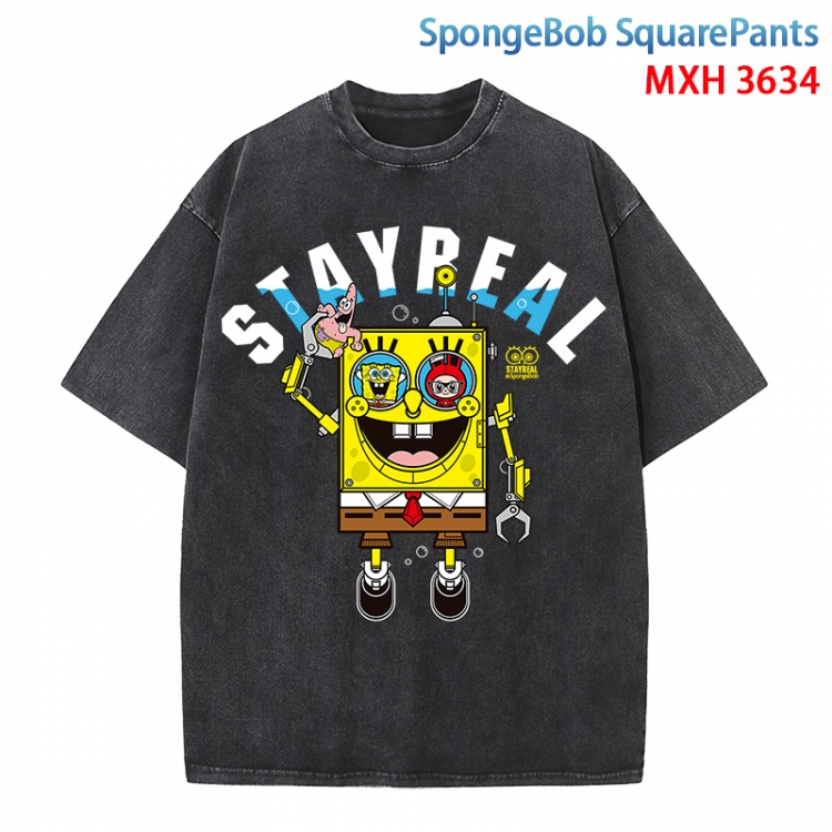 SpongeBob Anime peripheral pure cotton washed and worn T-shirt from S to 4XL MXH-3634