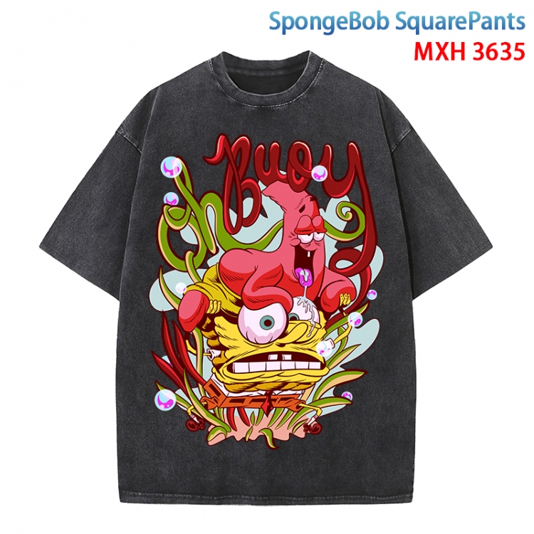 SpongeBob Anime peripheral pure cotton washed and worn T-shirt from S to 4XL MXH-3635