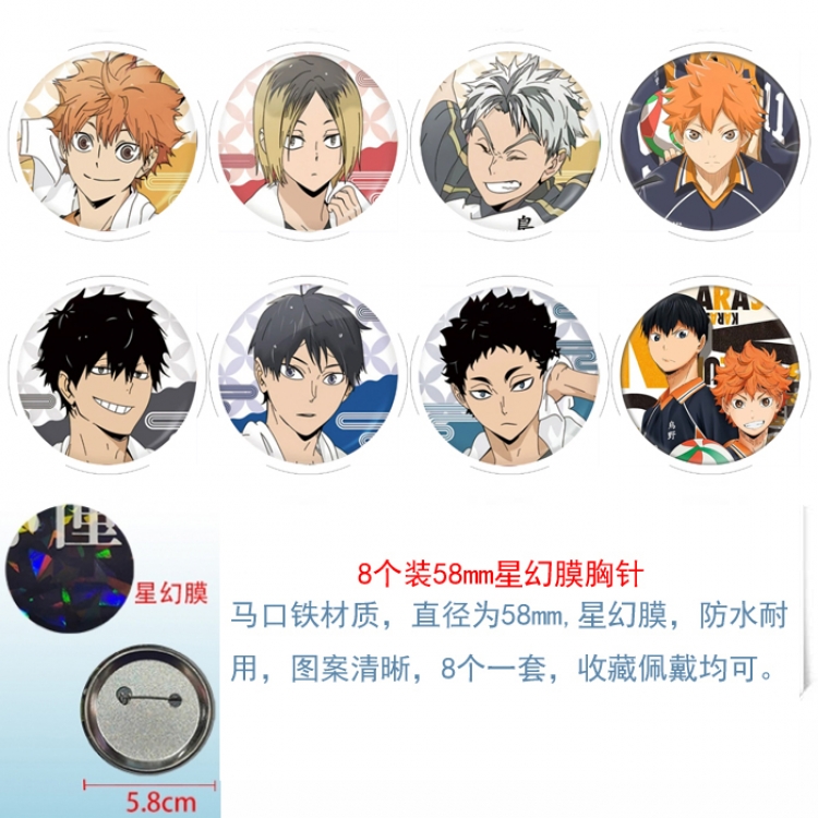 Haikyuu!! Anime round Astral membrane brooch badge 58MM a set of 8