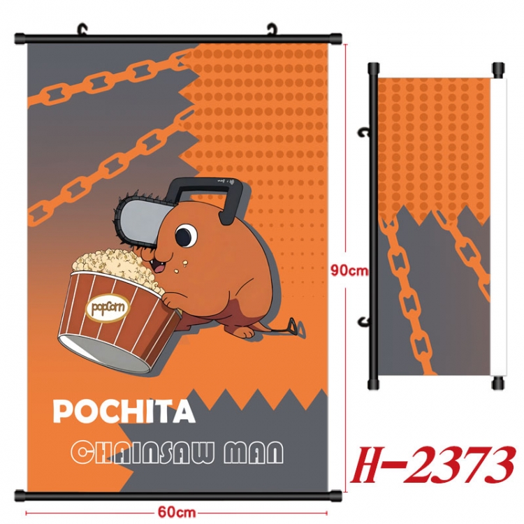 Chainsaw man Anime Black Plastic Rod Canvas Painting Wall Scroll 60X90CM H-2373