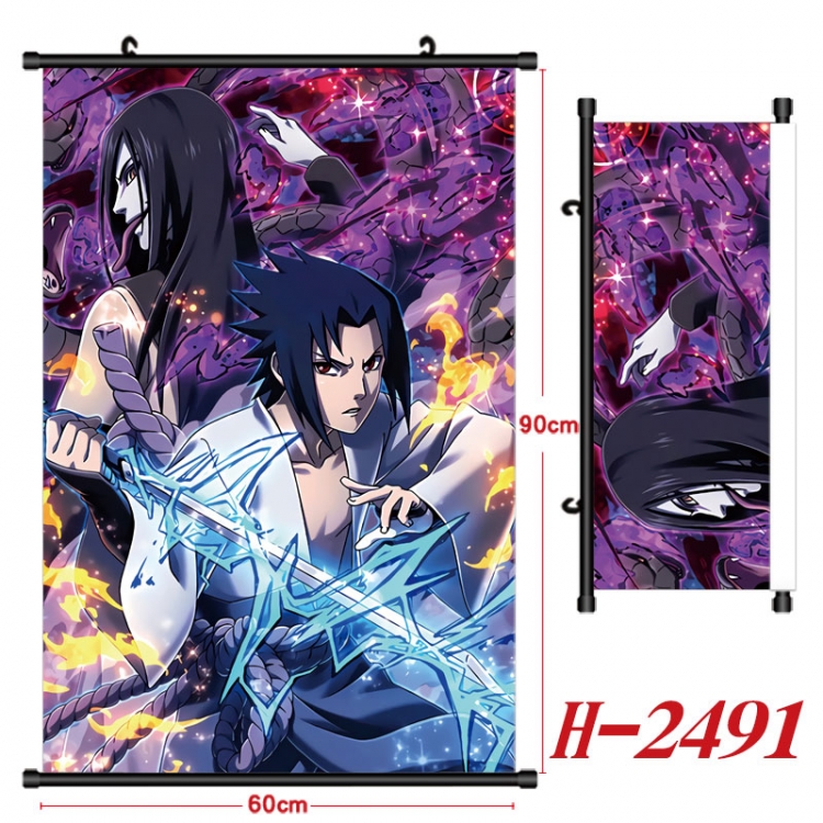 Naruto Anime Black Plastic Rod Canvas Painting Wall Scroll 60X90CM  H-2491
