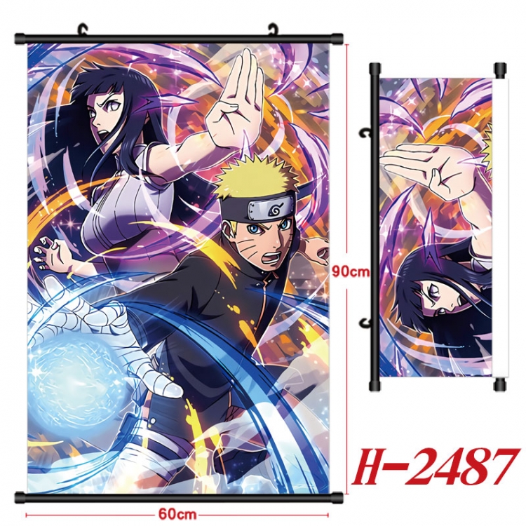 Naruto Anime Black Plastic Rod Canvas Painting Wall Scroll 60X90CM  H-2487