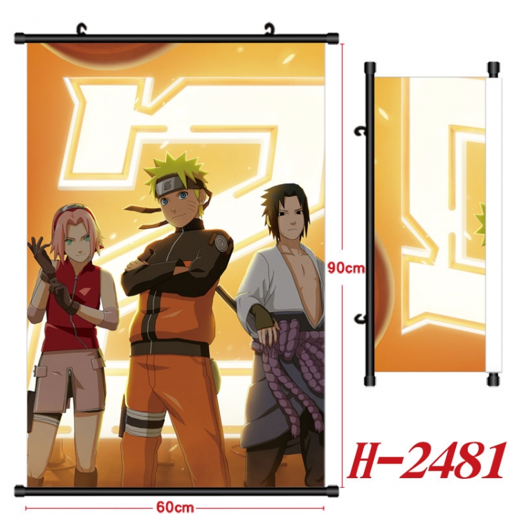 Naruto Anime Black Plastic Rod Canvas Painting Wall Scroll 60X90CM  H-2481