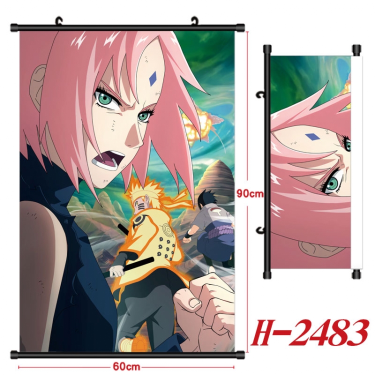 Naruto Anime Black Plastic Rod Canvas Painting Wall Scroll 60X90CM  H-2483